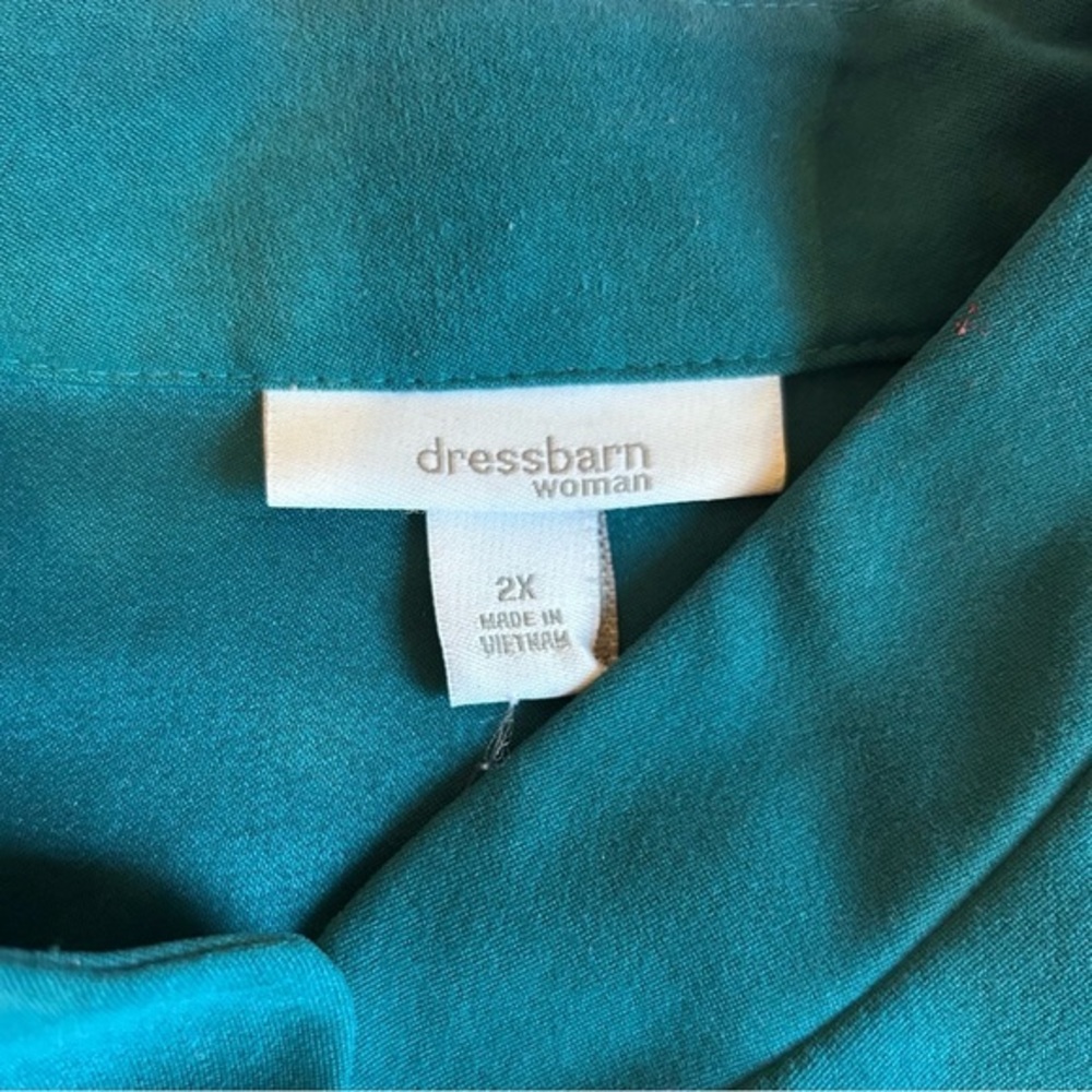 Dressbarn Woman Sueded Polyester Teal Blue Full Zip Blazer‎ Jacket Size 2X - Picture 6 of 6